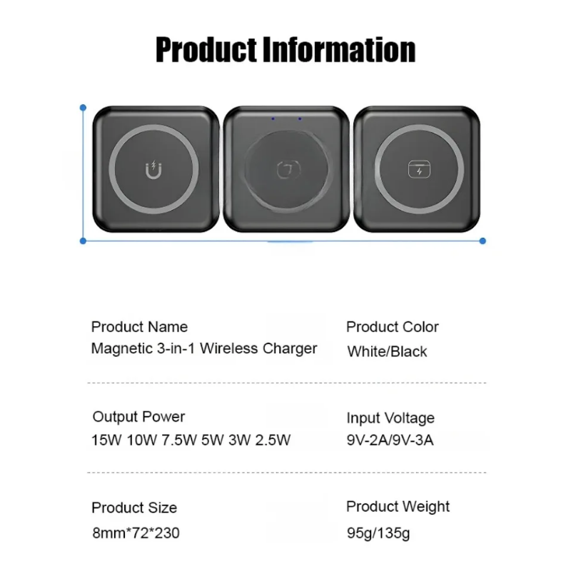TravGo Magnetische 3-in-1 Wireless Ladestation